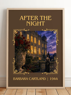 After The Night Classic Book Art Print by Barbara Cartland – framed print leaning on a wooden floor