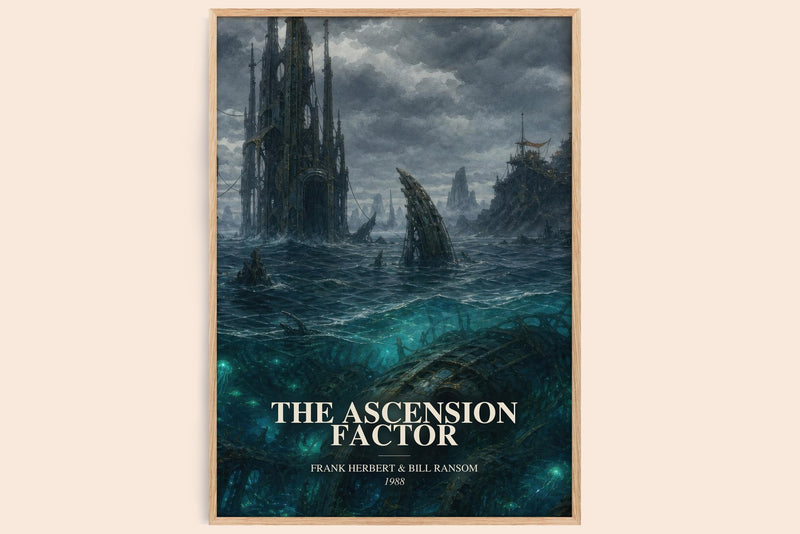 The Ascension Factor watercolour book poster by Frank Herbert & Bill Ransom – framed literary art print