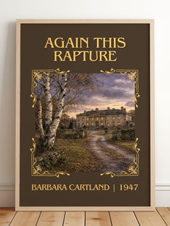 Again This Rapture Classic Book Art Print by Barbara Cartland – framed print leaning on a wooden floor