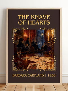 The Knave Of Hearts Classic Book Art Print by Barbara Cartland – framed print leaning on a wooden floor