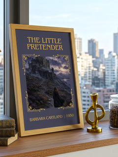 The Little Pretender Classic Book Art Print by Barbara Cartland – framed print on a city-view windowsill