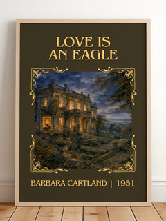 Love Is An Eagle Classic Book Art Print by Barbara Cartland – framed print leaning on a wooden floor