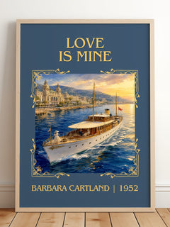 Love Is Mine Classic Book Art Print by Barbara Cartland – framed print leaning on a wooden floor