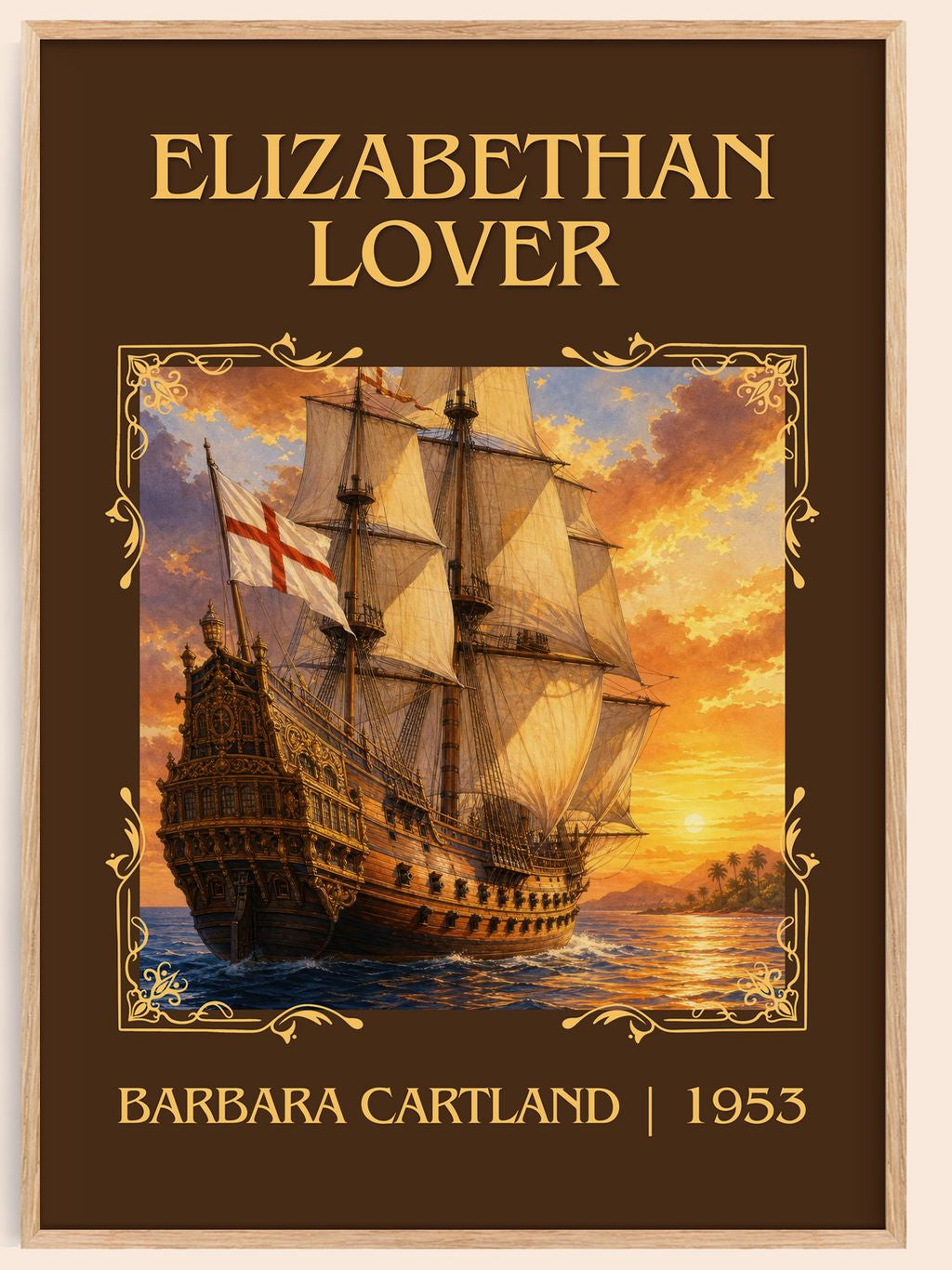 Elizabethan Lover Classic Book Art Print by Barbara Cartland – book poster