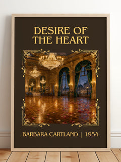 Desire Of The Heart Classic Book Art Print by Barbara Cartland – framed print leaning on a wooden floor