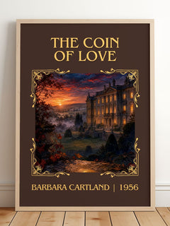 The Coin Of Love Classic Book Art Print by Barbara Cartland – framed print leaning on a wooden floor