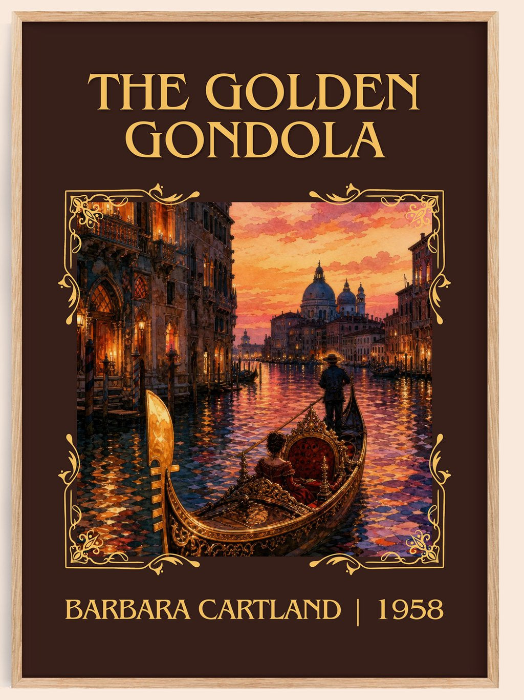 The Golden Gondola Classic Book Art Print by Barbara Cartland – book poster