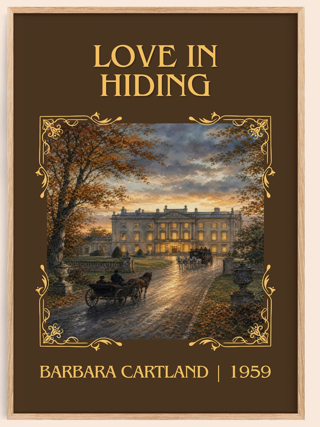 Love In Hiding Classic Book Art Print by Barbara Cartland – book poster