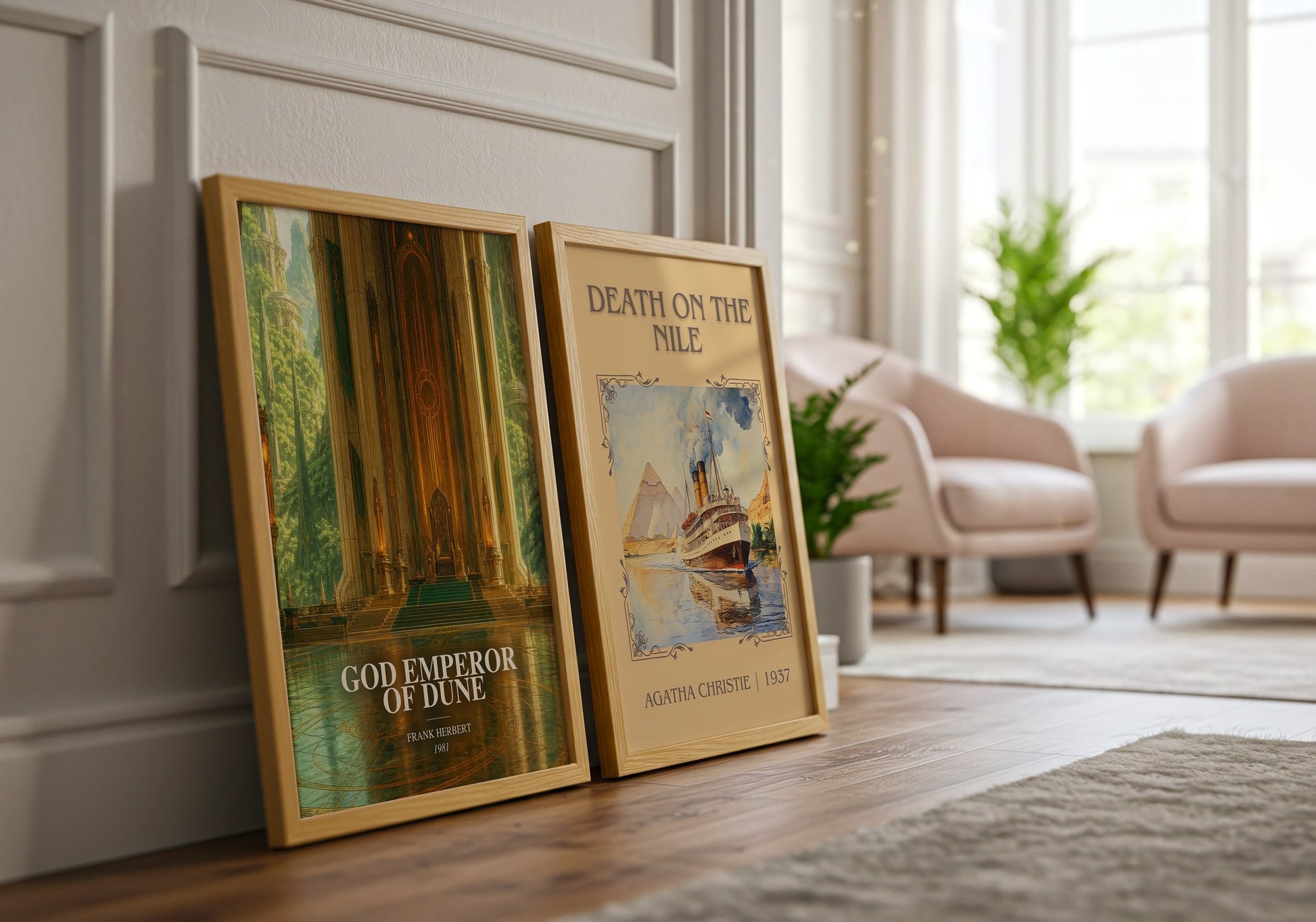 God Emperor Of Dune watercolour print framed by window – literary home decor
