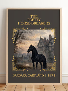 The Pretty Horse-Breakers Classic Book Art Print by Barbara Cartland – framed print leaning on a wooden floor