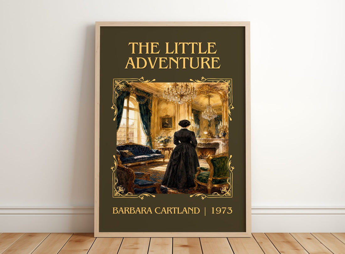 The Little Adventure Classic Book Art Print by Barbara Cartland – framed print leaning on a wooden floor