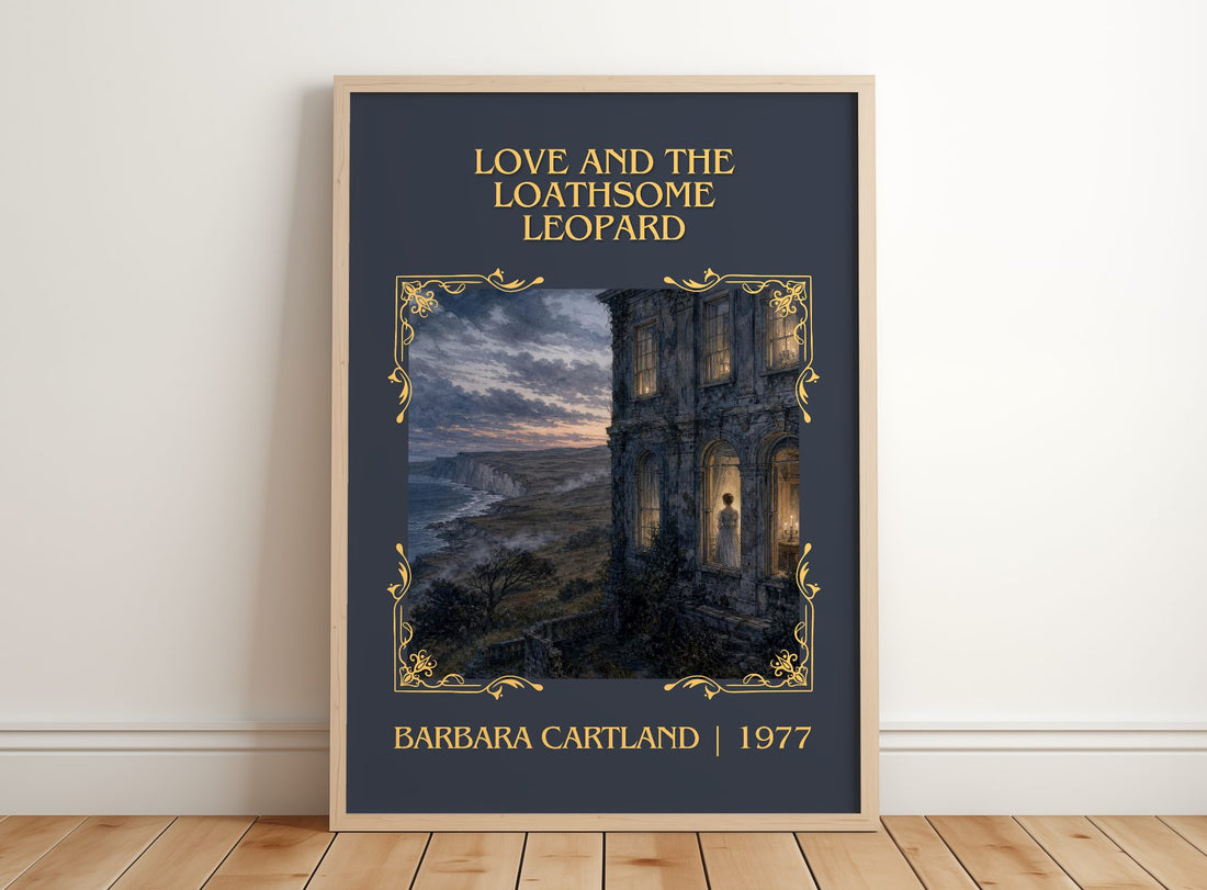 Love And The Loathsome Leopard Classic Book Art Print by B. Cartland – framed print leaning on a wooden floor