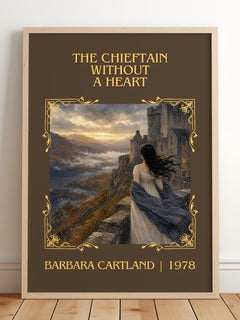 Chieftain Without A Heart Classic Book Art Print by Barbara Cartland – framed print leaning on a wooden floor