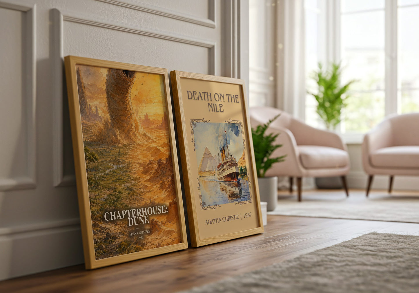 Chapterhouse: Dune watercolour print framed by window – literary home decor