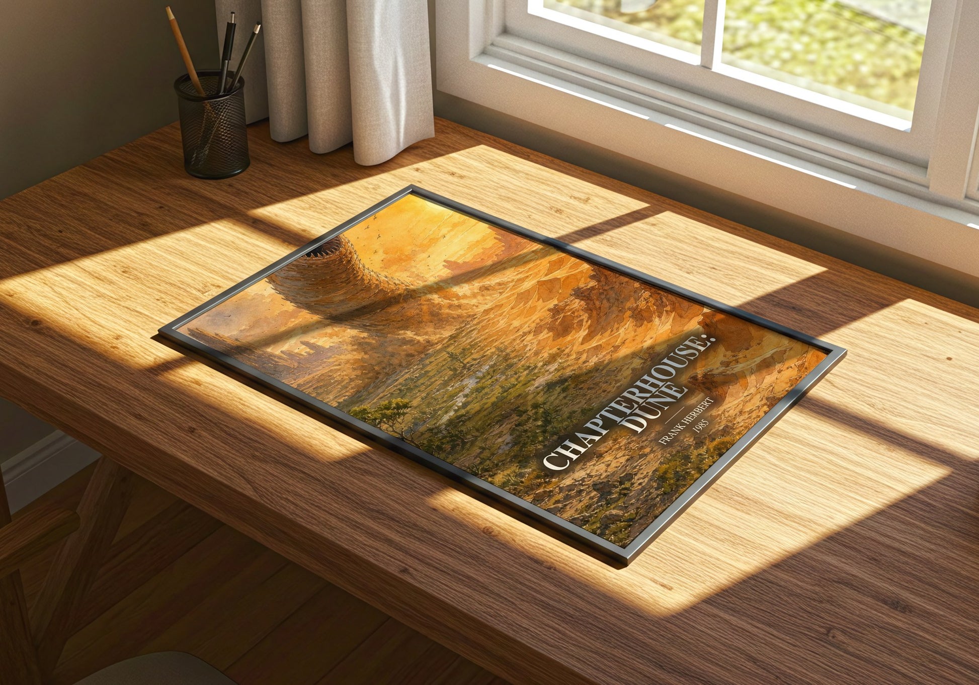 Chapterhouse: Dune watercolour book poster framed on wall – sci fi wall art