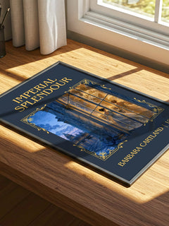 Imperial Splendour Classic Book Art Print by Barbara Cartland – print on a sunlit desk