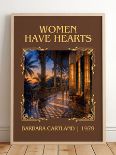 Women Have Hearts Classic Book Art Print by Barbara Cartland – framed print leaning on a wooden floor