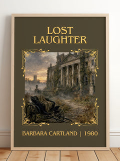 Lost Laughter Classic Book Art Print by Barbara Cartland – framed print leaning on a wooden floor
