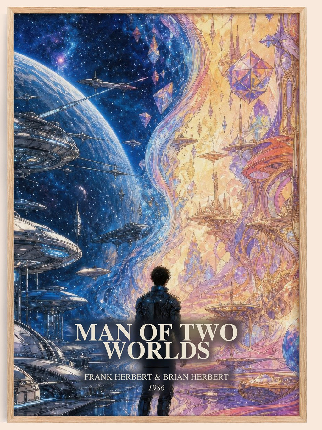Man Of Two Worlds watercolour book poster by Frank Herbert & Brian Herbert – framed literary art print