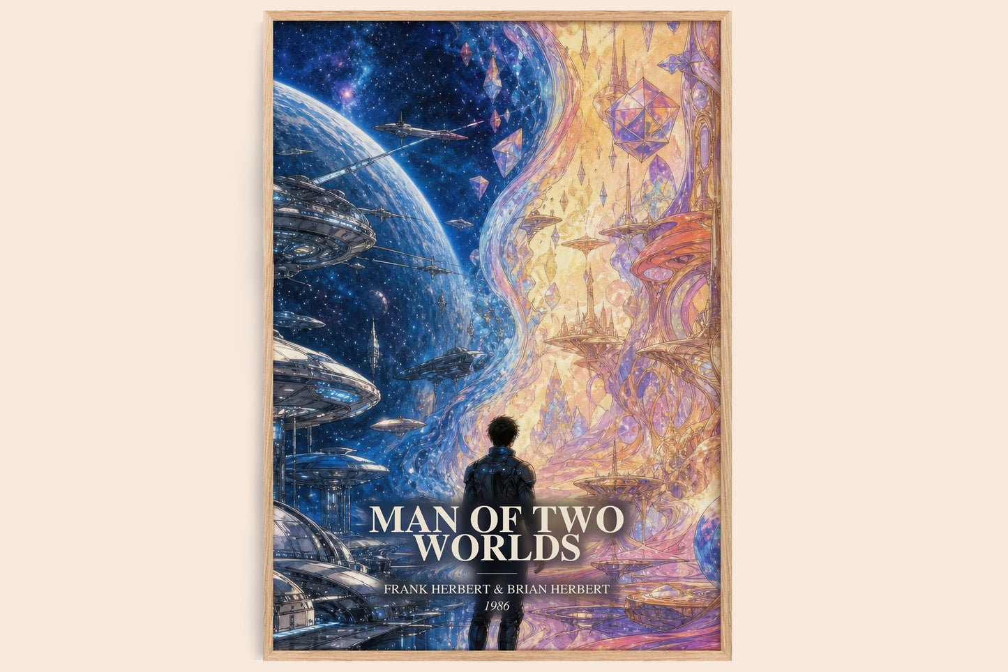 Man Of Two Worlds watercolour book poster by Frank Herbert & Brian Herbert – framed literary art print