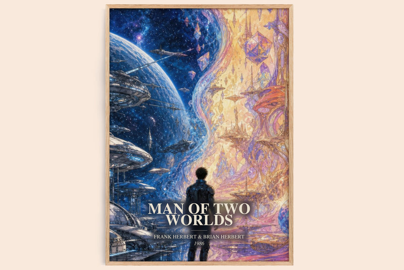 Man Of Two Worlds watercolour book poster by Frank Herbert & Brian Herbert – framed literary art print