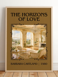 The Horizons Of Love Classic Book Art Print by Barbara Cartland – framed print leaning on a wooden floor