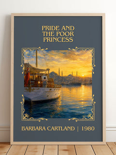 Pride And The Poor Princess Classic Book Art Print by Barbara Cartland – framed print leaning on a wooden floor