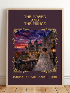 The Power And The Prince Classic Book Art Print by Barbara Cartland – framed print leaning on a wooden floor