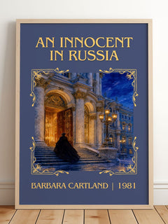 An Innocent In Russia Classic Book Art Print by Barbara Cartland – framed print leaning on a wooden floor