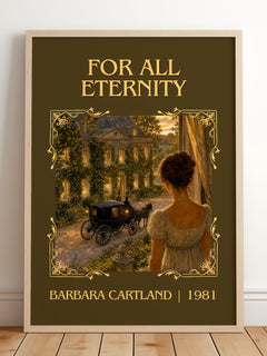 For All Eternity Classic Book Art Print by Barbara Cartland – framed print leaning on a wooden floor