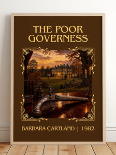 The Poor Governess Classic Book Art Print by Barbara Cartland – framed print leaning on a wooden floor