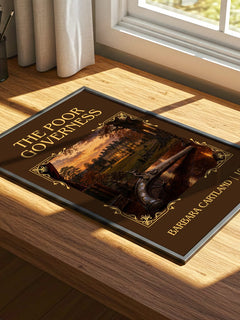 The Poor Governess Classic Book Art Print by Barbara Cartland – print on a sunlit desk