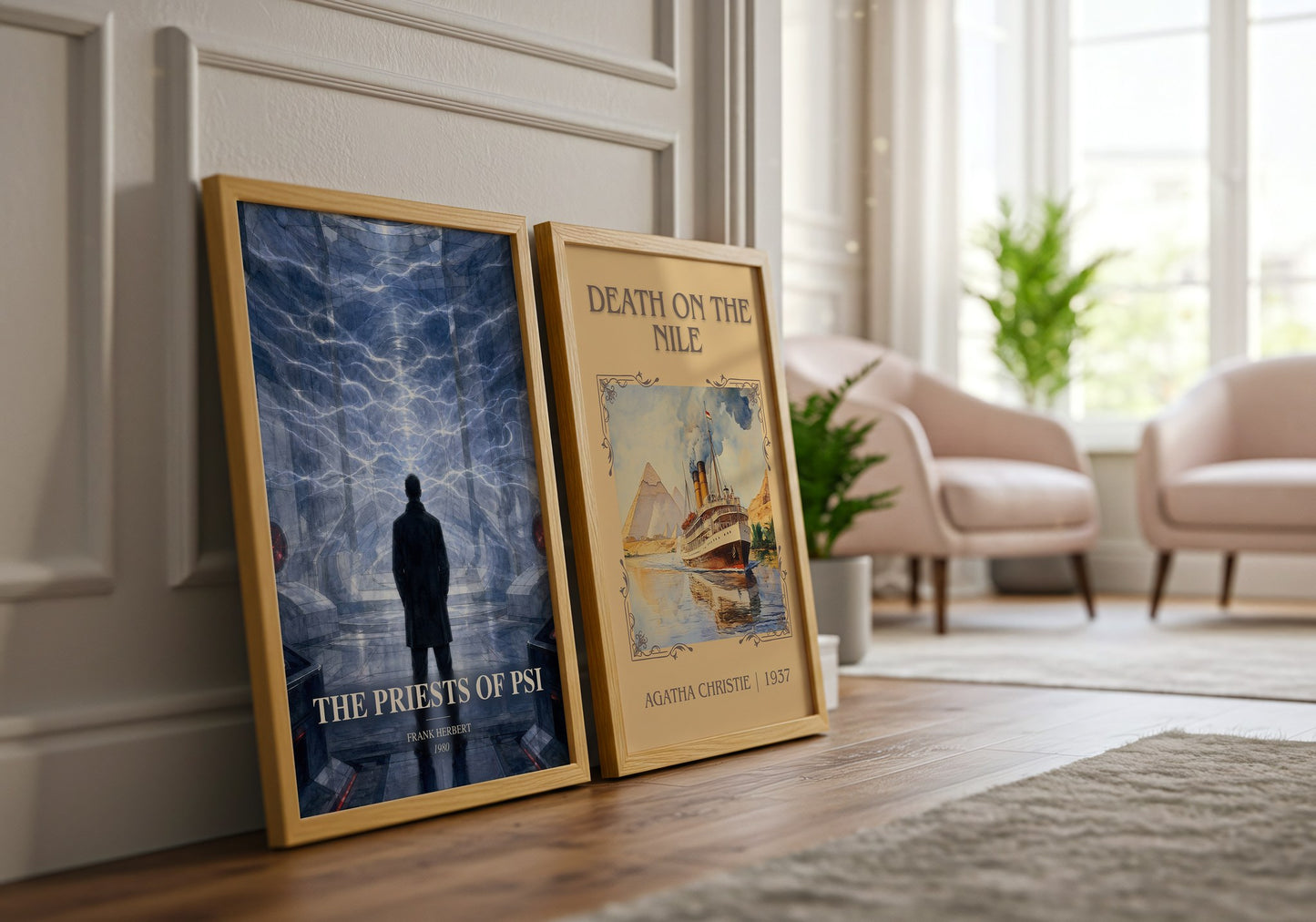 The Priests Of Psi watercolour print framed by window – literary home decor