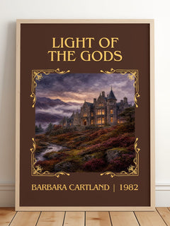 Light Of The Gods Classic Book Art Print by Barbara Cartland – framed print leaning on a wooden floor