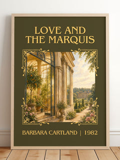 Love And The Marquis Classic Book Art Print by Barbara Cartland – framed print leaning on a wooden floor