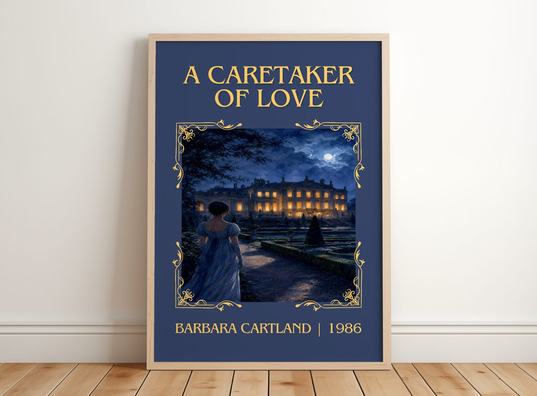 A Caretaker Of Love Classic Book Art Print by Barbara Cartland – framed print leaning on a wooden floor
