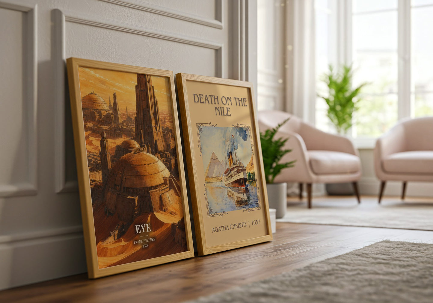 Eye watercolour print framed by window – literary home decor