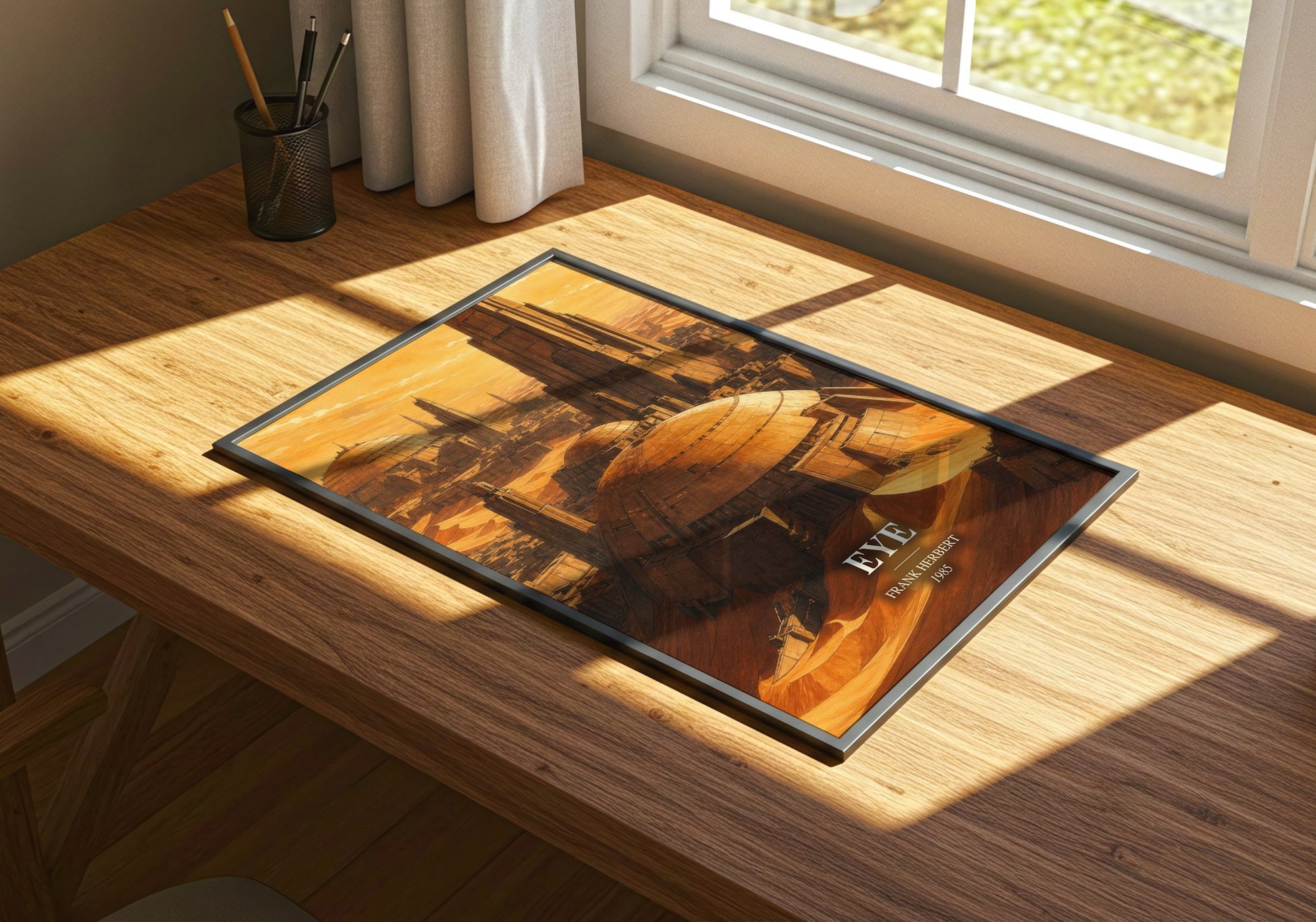 Eye watercolour book poster framed on wall – sci fi wall art