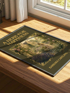 A Herb For Happiness Classic Book Art Print by Barbara Cartland – print on a sunlit desk