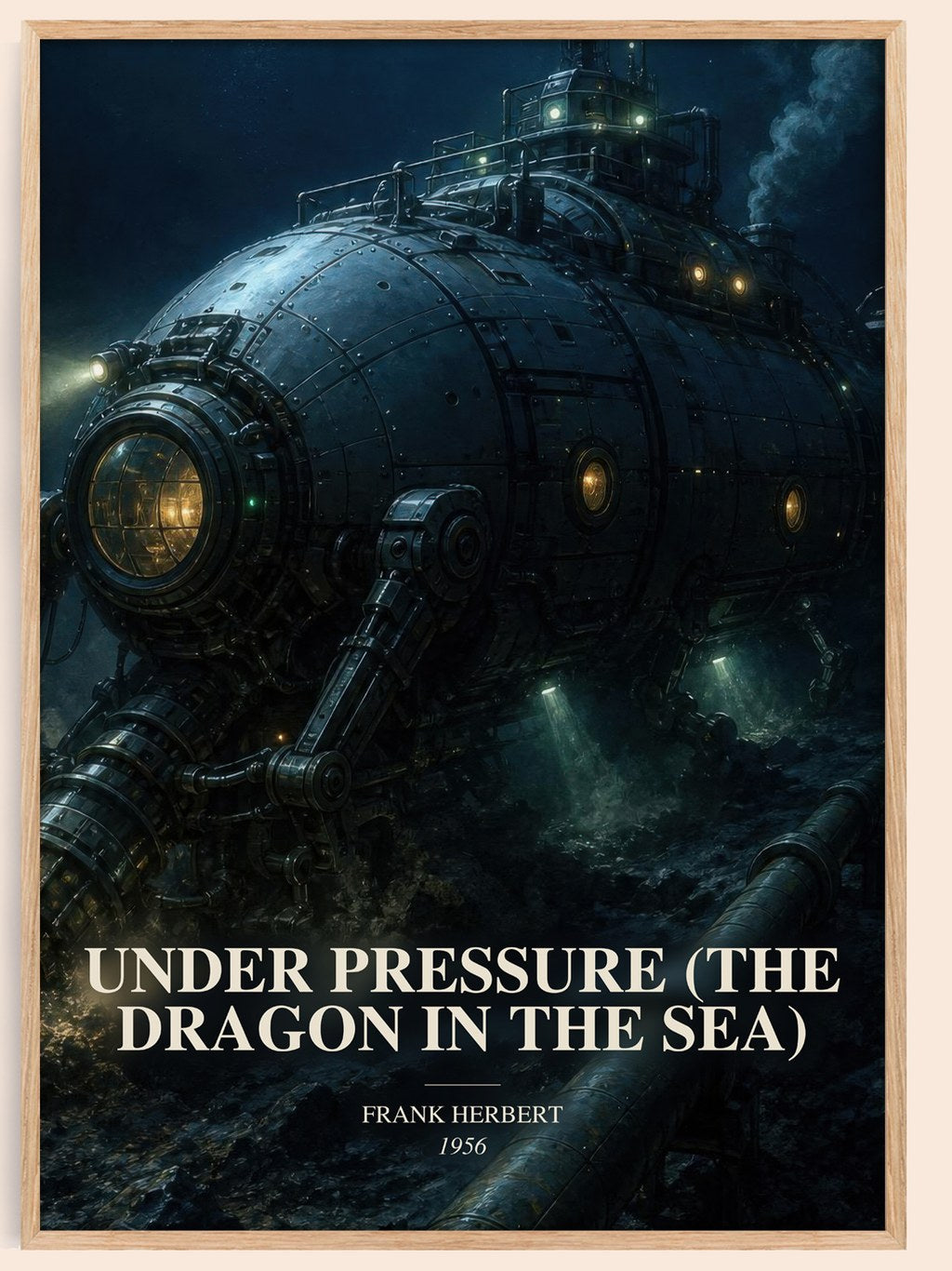 Under Pressure (The Dragon In The Sea) watercolour book poster by Frank Herbert – framed literary art print