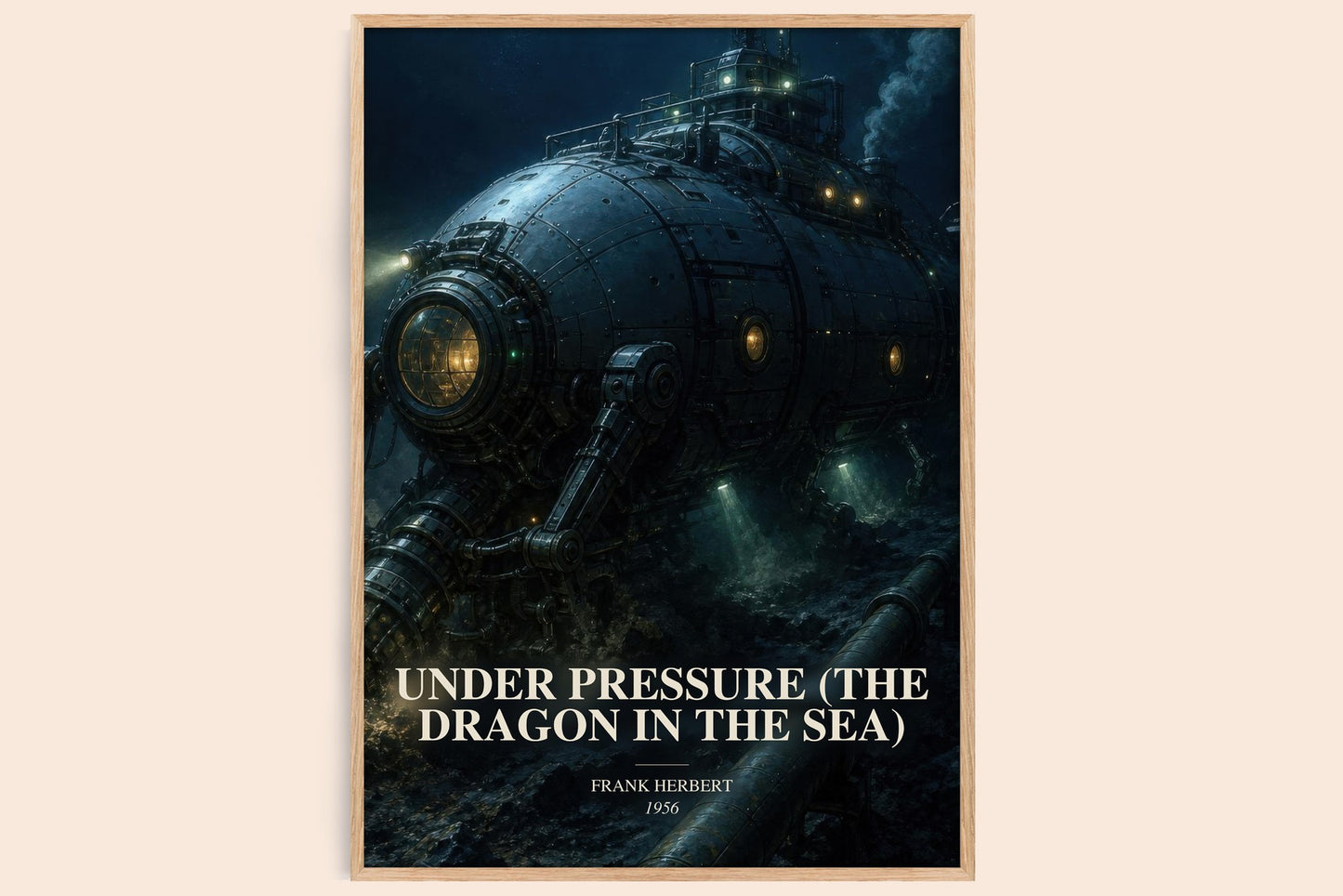 Under Pressure (The Dragon In The Sea) watercolour book poster by Frank Herbert – framed literary art print