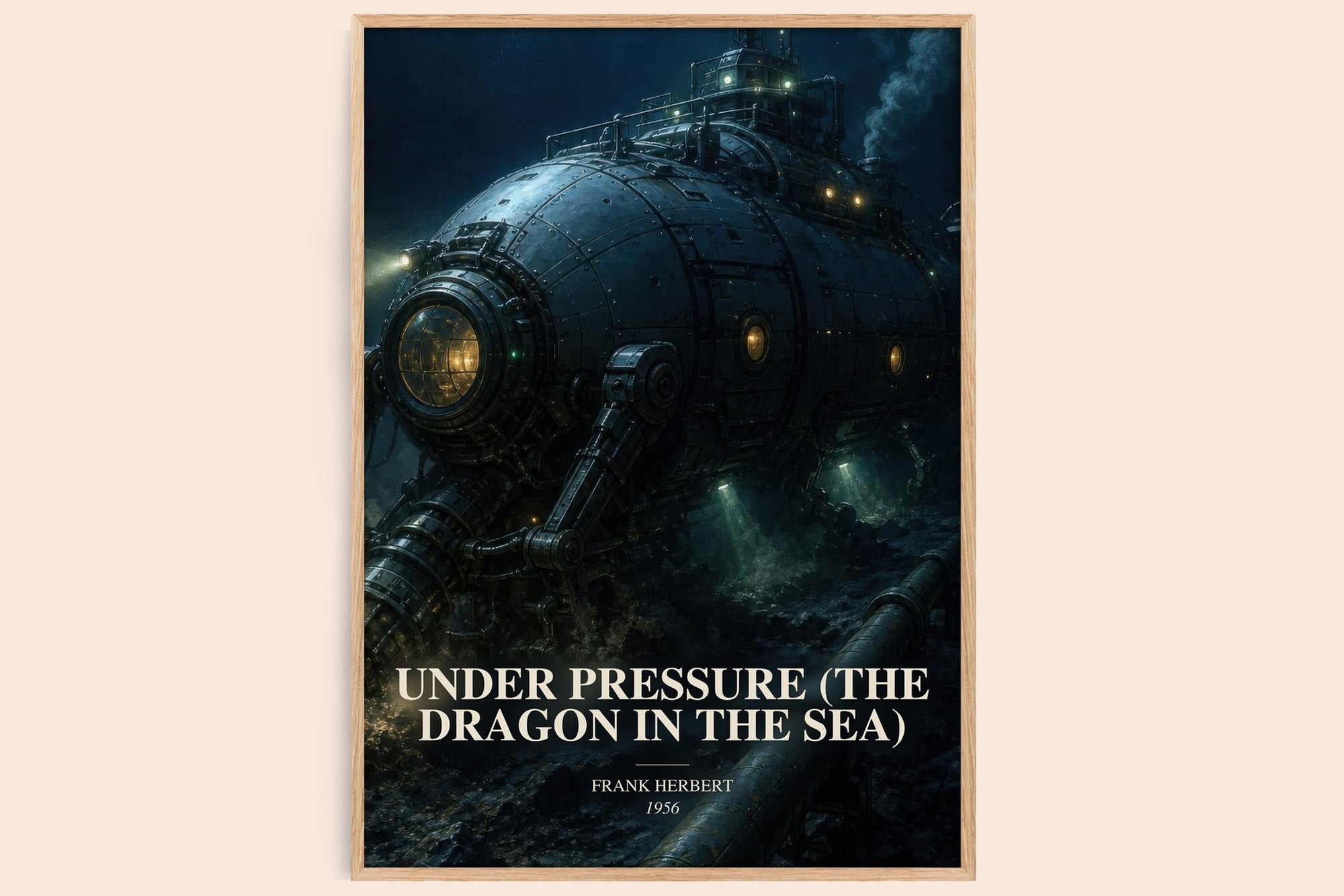 Under Pressure (The Dragon In The Sea) watercolour book poster by Frank Herbert – framed literary art print