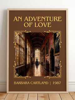 An Adventure Of Love Classic Book Art Print by Barbara Cartland – framed print leaning on a wooden floor