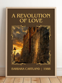 A Revolution Of Love Classic Book Art Print by Barbara Cartland – framed print leaning on a wooden floor