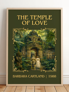 The Temple Of Love Classic Book Art Print by Barbara Cartland – framed print leaning on a wooden floor