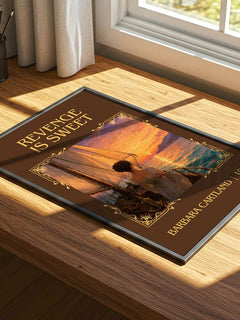Revenge Is Sweet Classic Book Art Print by Barbara Cartland – print on a sunlit desk
