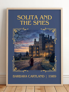 Solita And The Spies Classic Book Art Print by Barbara Cartland – framed print leaning on a wooden floor