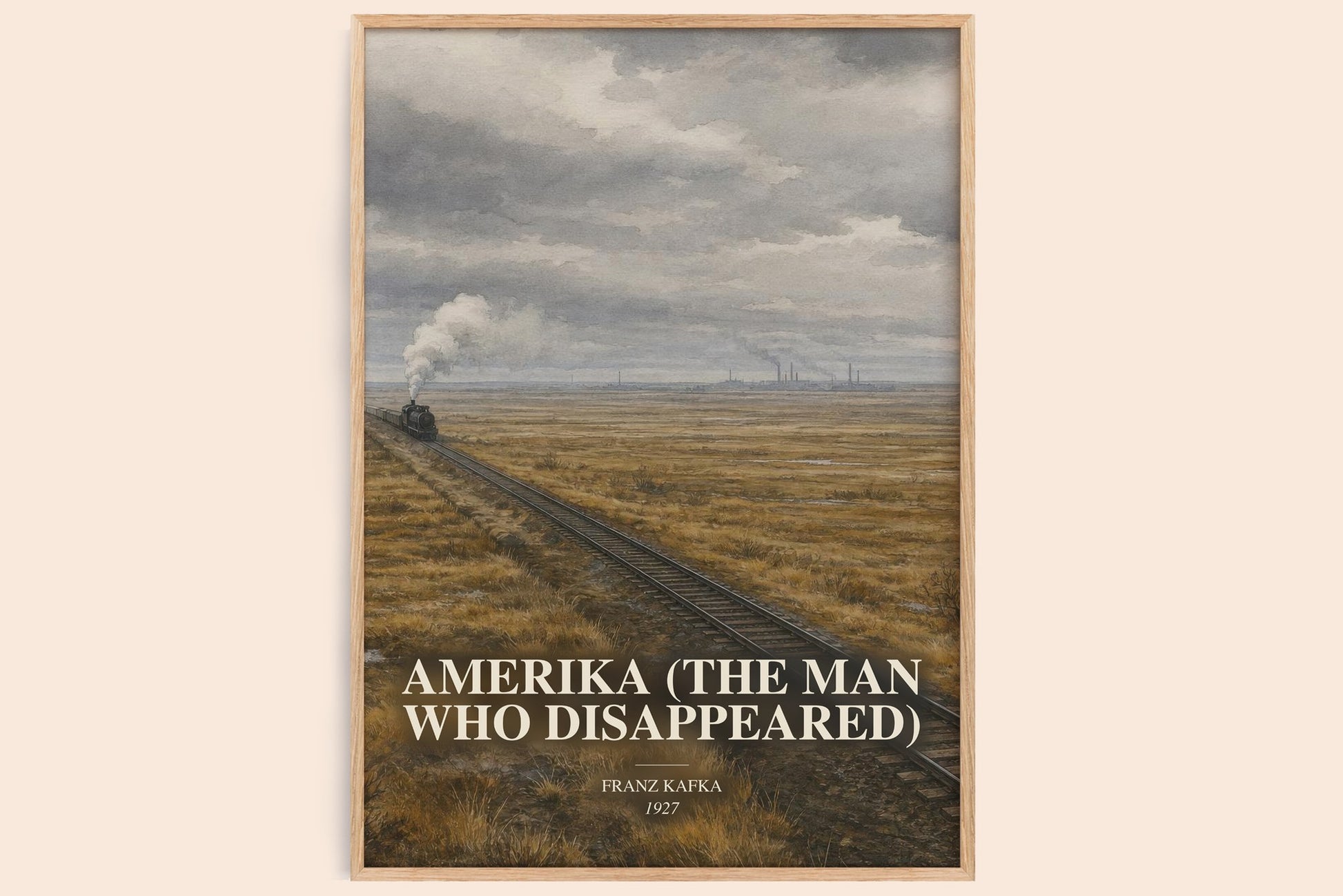 Amerika (The Man Who Disappeared) watercolour book poster by Franz Kafka – framed literary art print