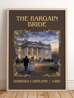 The Bargain Bride Classic Book Art Print by Barbara Cartland – framed print leaning on a wooden floor