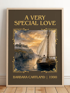 A Very Special Love Classic Book Art Print by Barbara Cartland – framed print leaning on a wooden floor